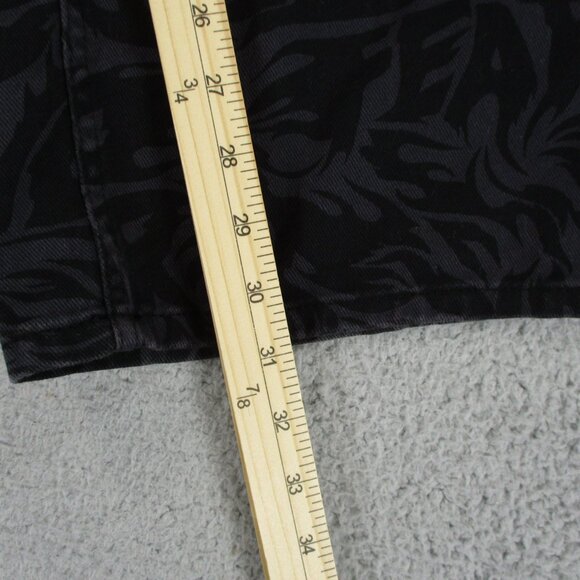 H&M No Fear Pants Womens 8 Black Wide Leg Loose Fit Twill All Over Print 29 x 31 - Picture 14 of 16